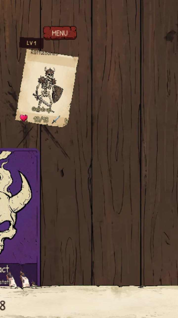 Overpath combat showing the Moth, a skeleton enemy, and a drawn Dark Pact card