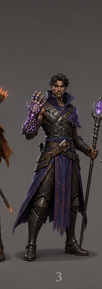 Concept art of Sevrin Ashcroft, an arcanist with a crystal gauntlet