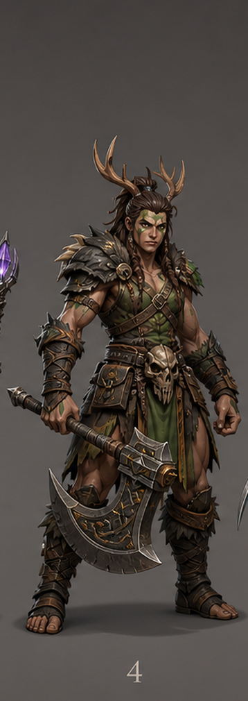 Concept art of Bracken, a wildling with an axe