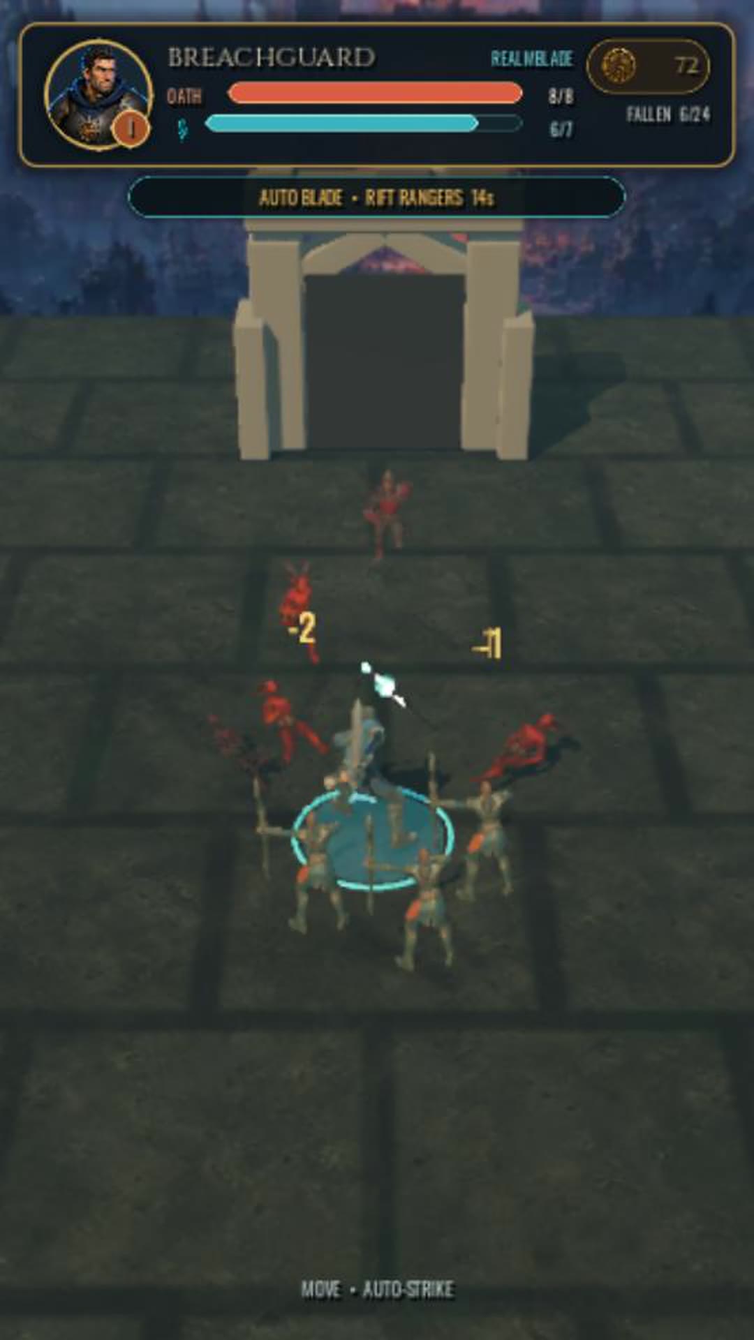 Action RPG combat against a group of enemies